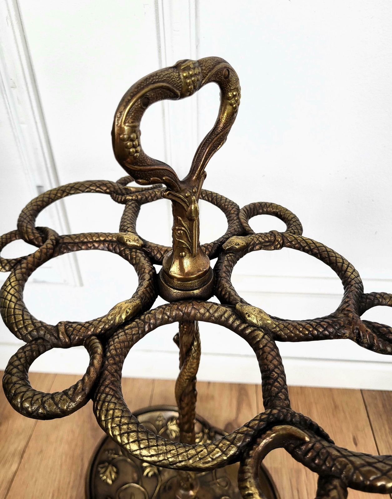 Antique Italian Gilt Cast Iron Sculpture Umbrella Stand photo for sale