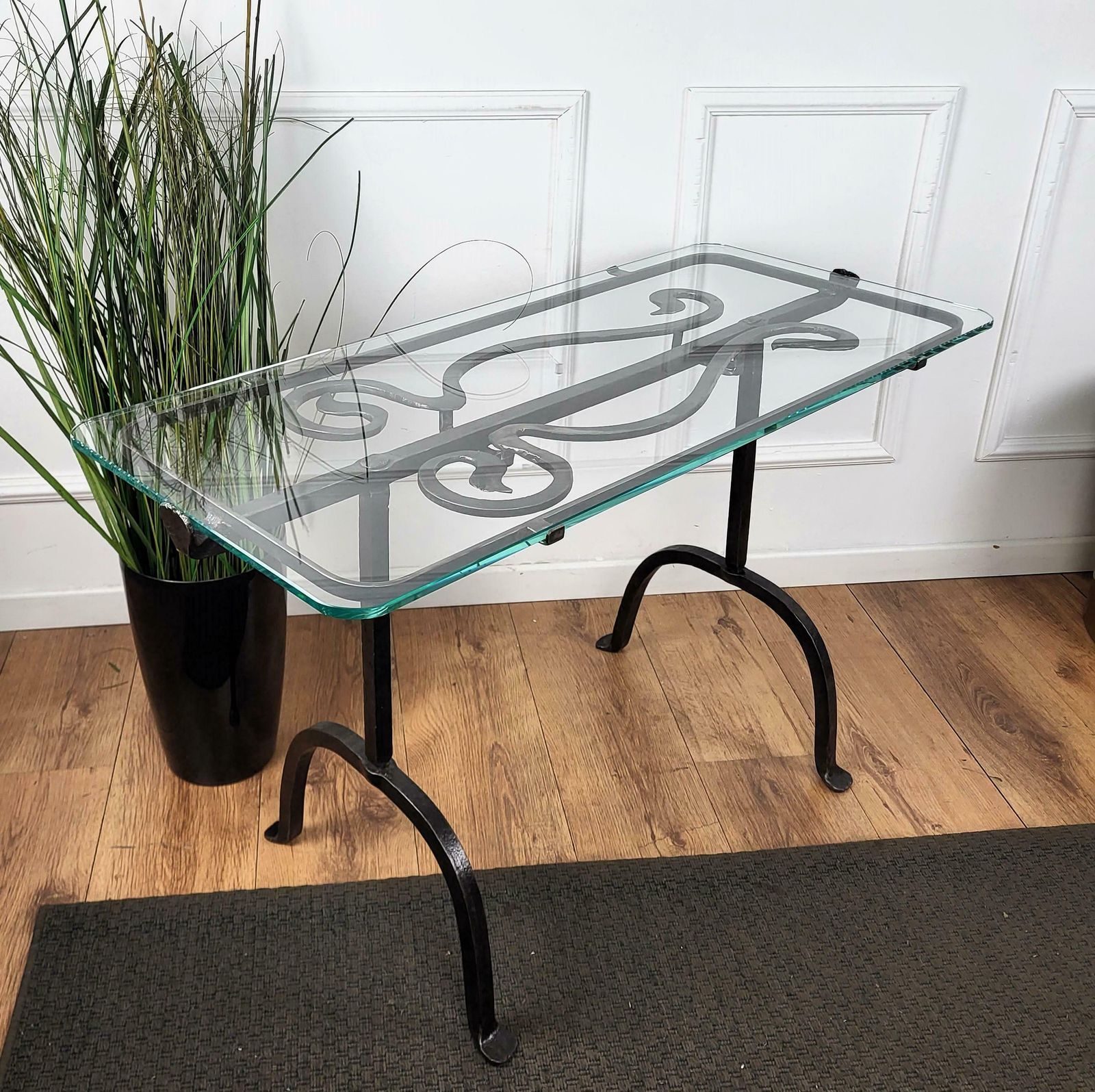 Italian Sculptural Brutalist Wrought Iron And Glass Coffee Table Or Side Table photo furniture