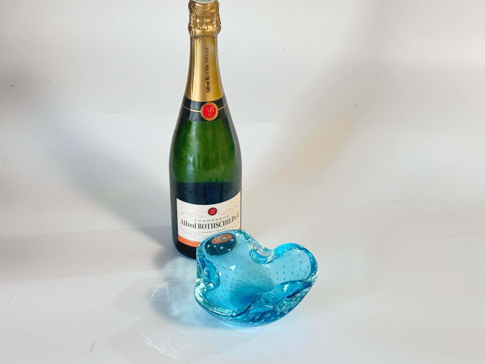 Vide Poche Or Ashtray In Art Glass Venice Blue Color Italy Murano 1970 photo furniture