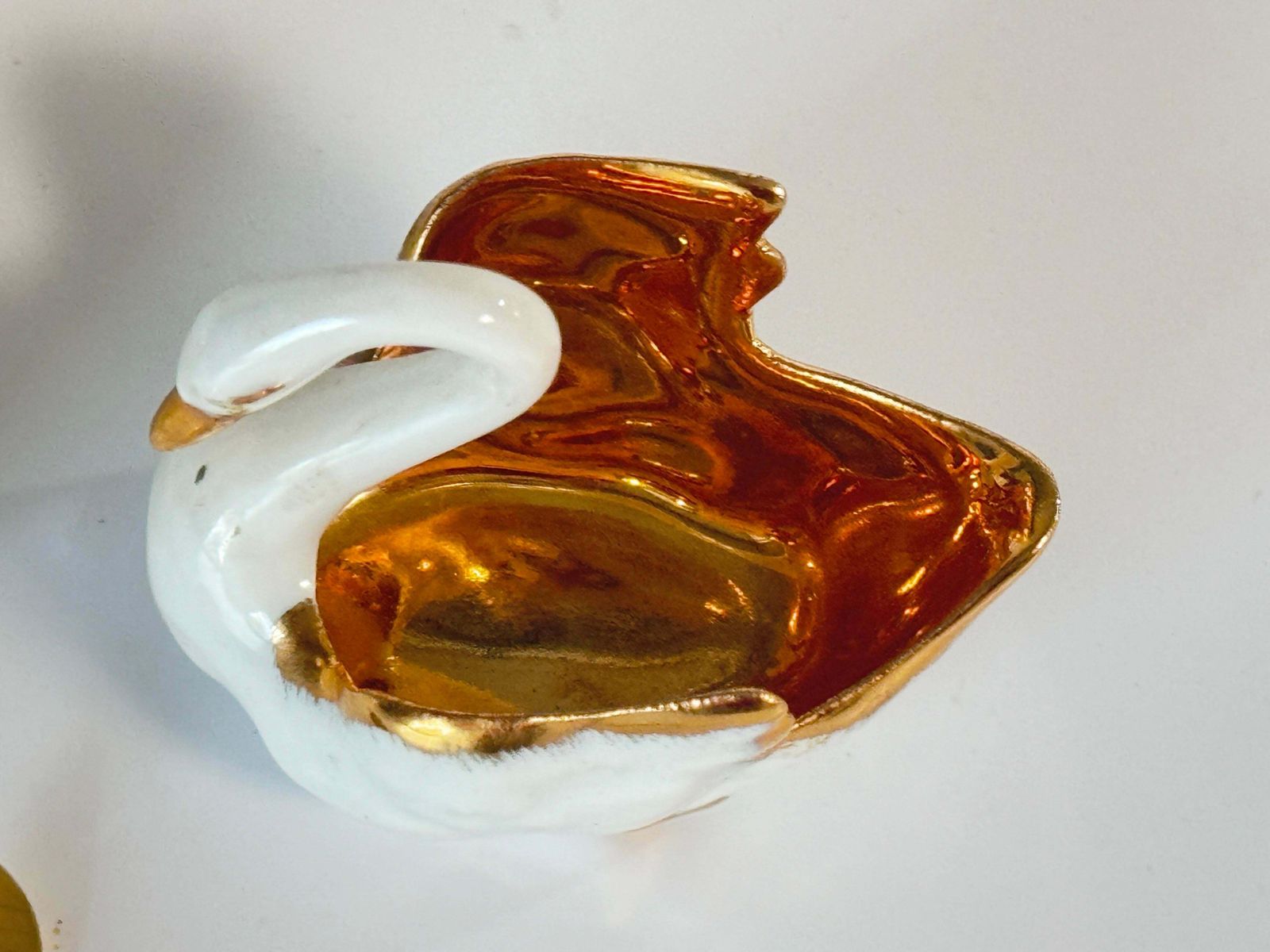 Salt And Pepper Shaker Ceramic By Limoges France White Gold Color 20th Century photo vintage