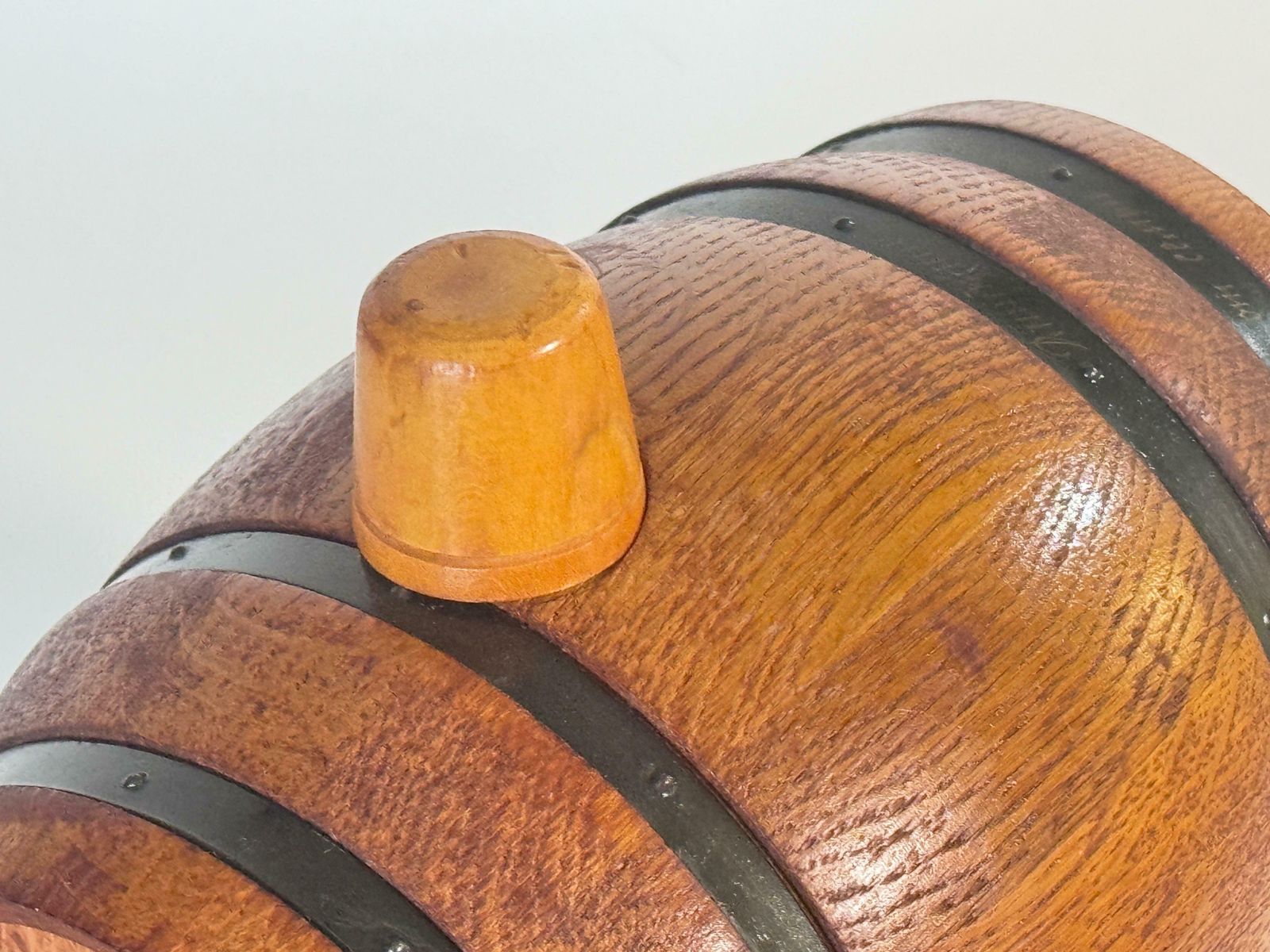 Oak And Brass Sailor’s Rum Barrel With Bronze Sculpture Of A Russian Cossack photo Art