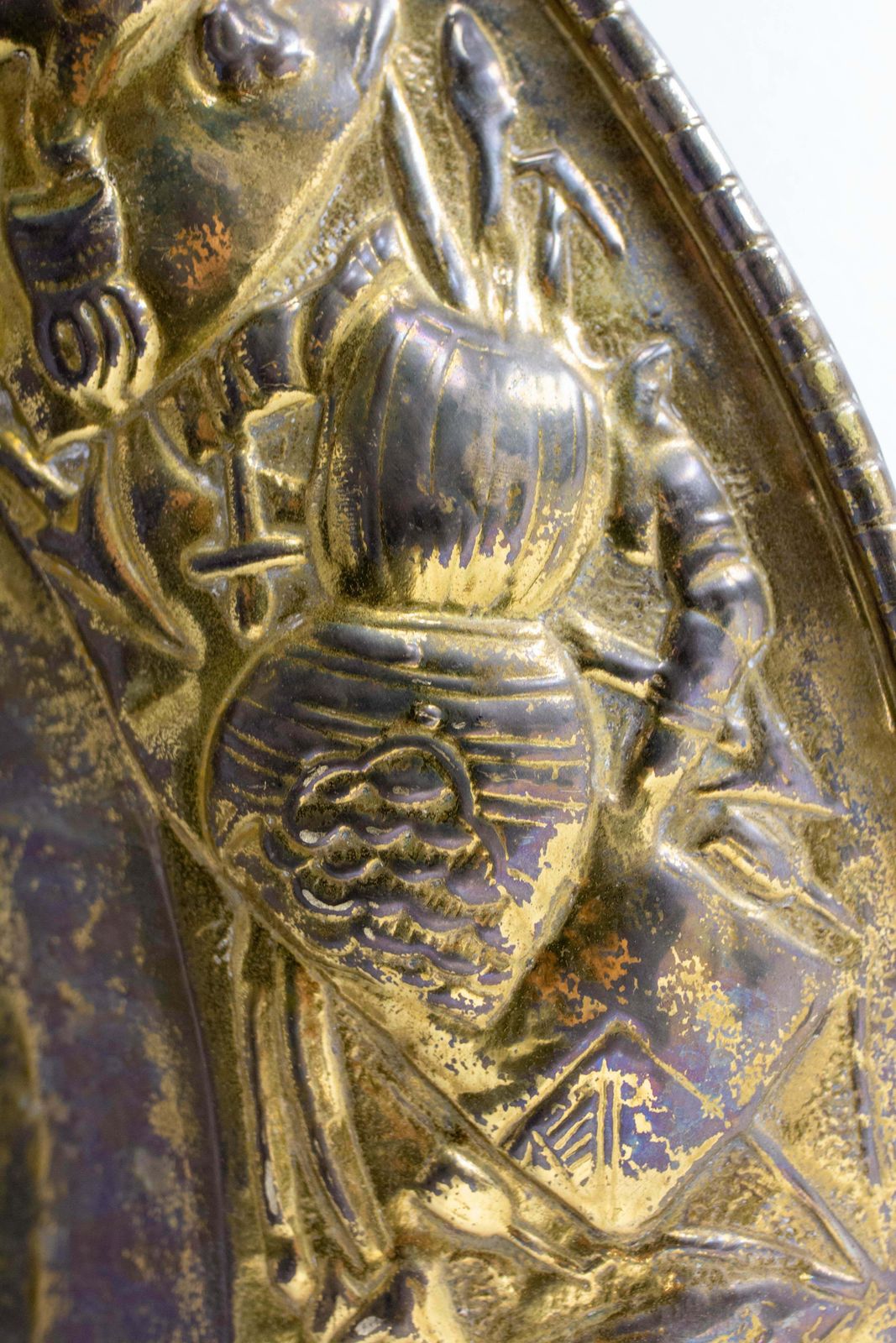 photo for sale French Golden Copper Tray Profile Of The Wife Of Louis 14, 19th Mid Century