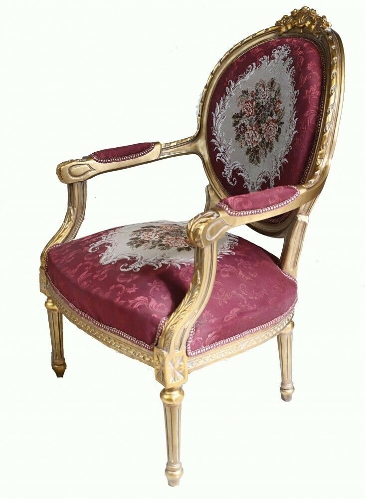 Pair French Empire Arm Chairs   Gilt Fauteuils photo furniture
