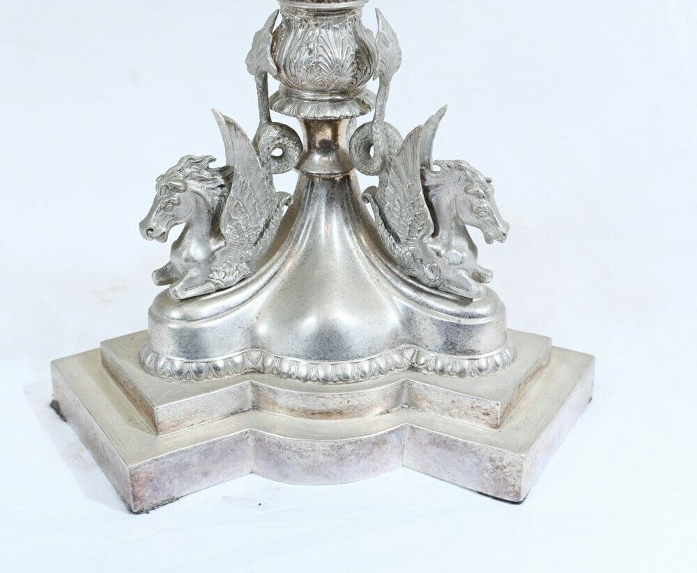 Pair Silver Plate Candelabras   Large Victorian Column Candles photo Home Decor