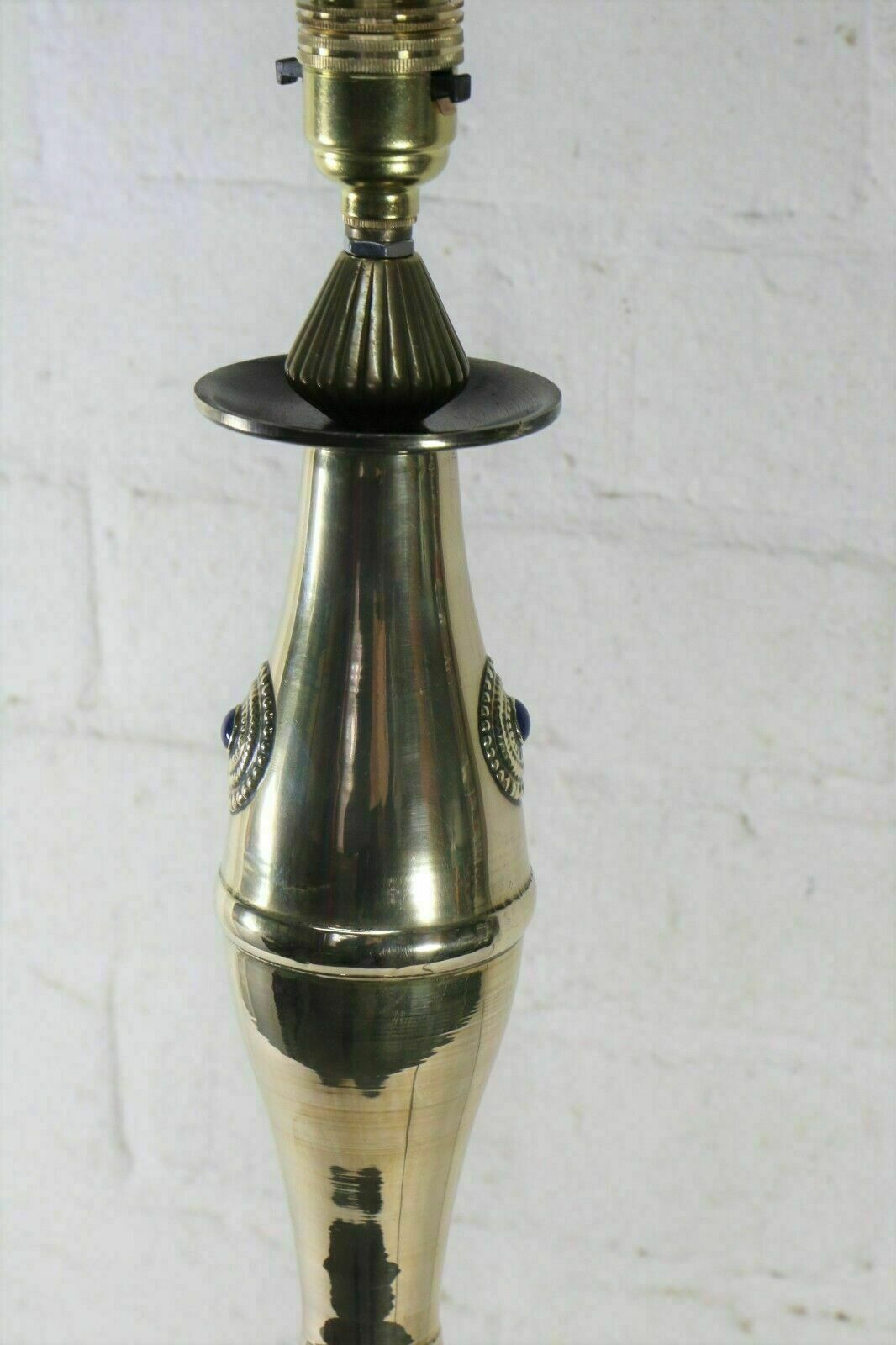 photo for sale Table Lamp Vintage Brass Ethnic Asian Lamp Tall Very Boho Stone Cabochonsck