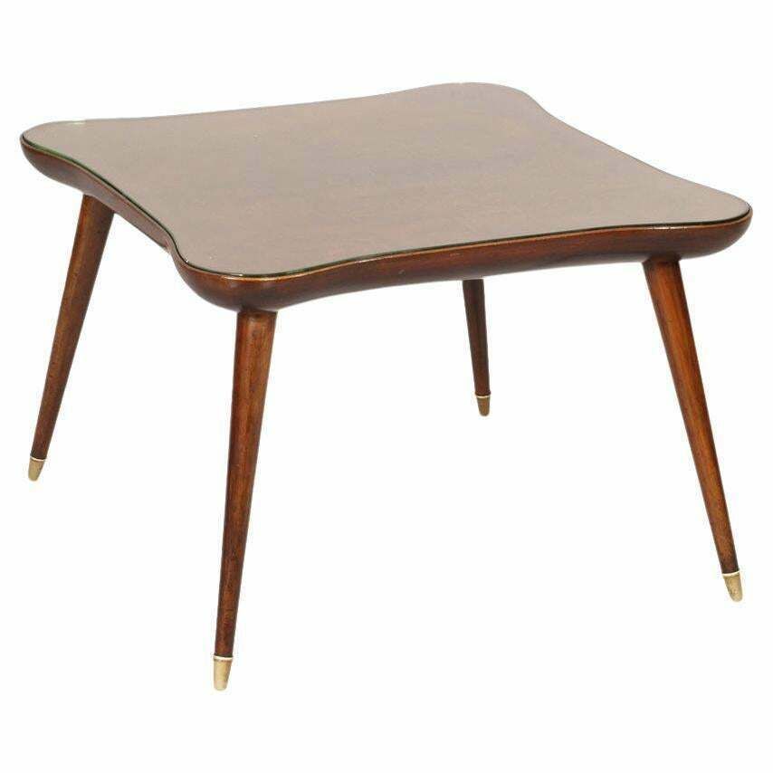 1940s Mid Century Coffee Table By Gio Ponti For Cassina In Walnut , Glass Top
