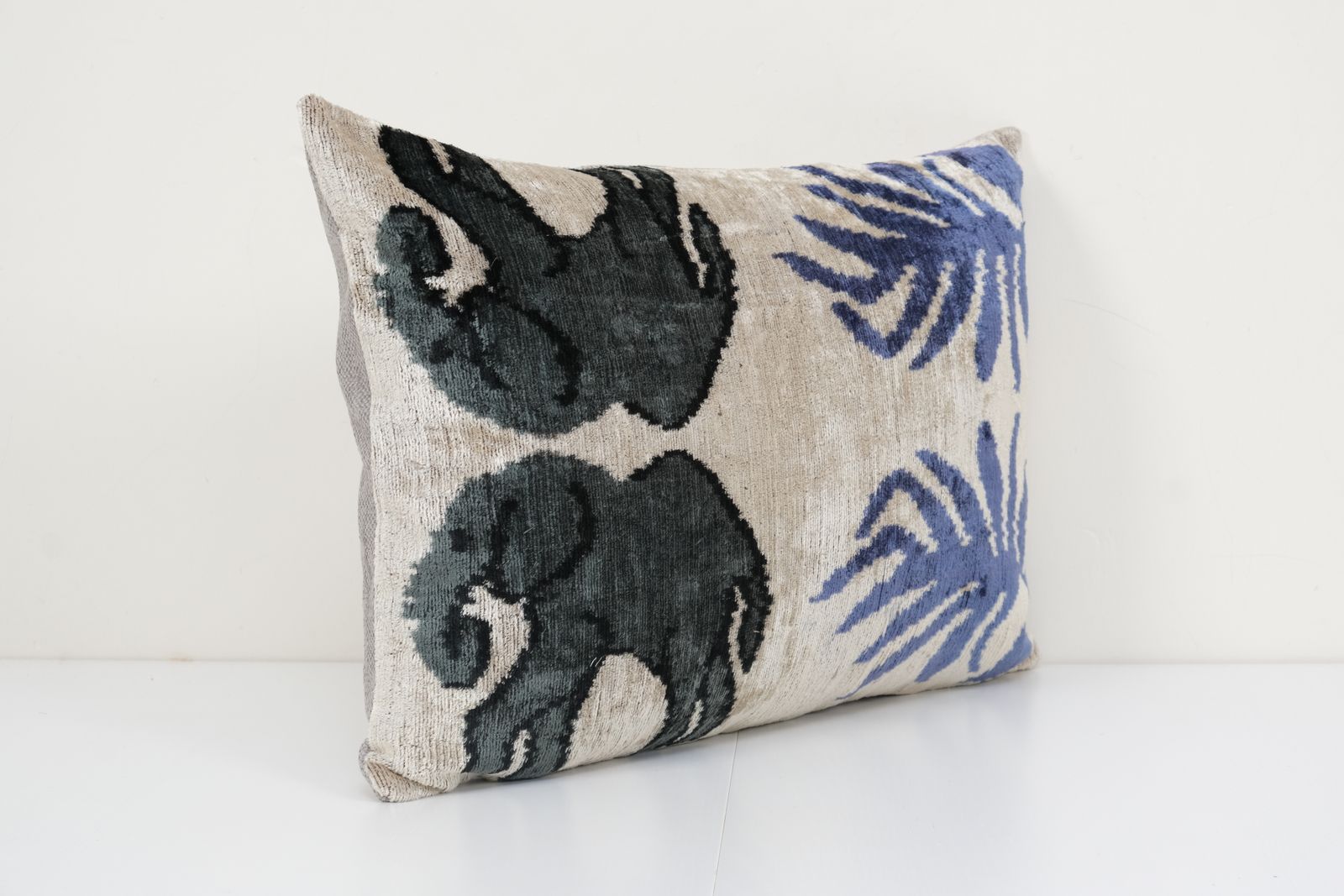 Ikat Elephant Pillow, Silk Lumbar Cushion Cover, Animal Velvet Pillows, Interior Design 40x60 Cm photo furniture