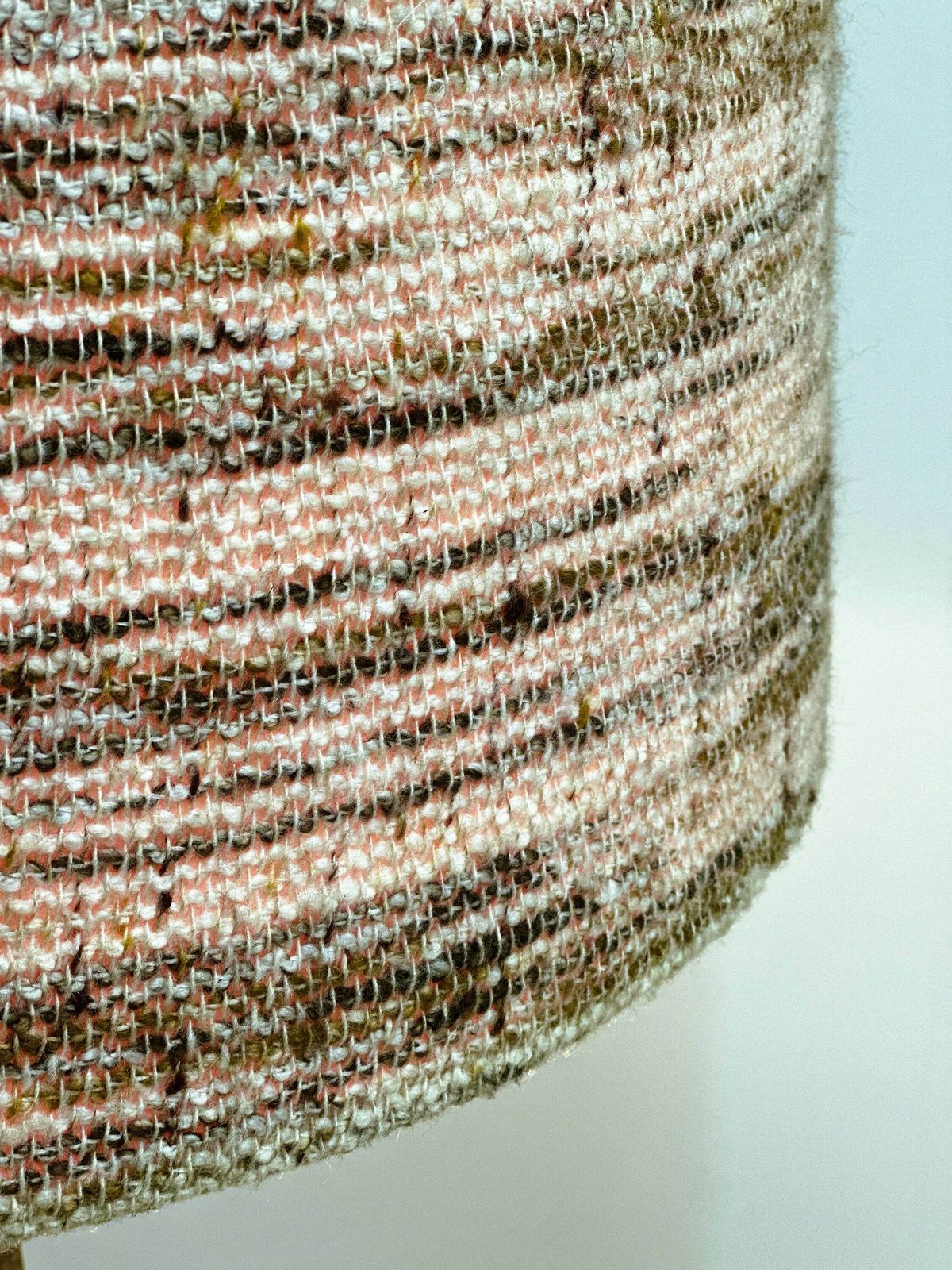 Vintage Xl Ceramic Floor Lamp With Textured Wool Shade, 1970s. France photo vinterior