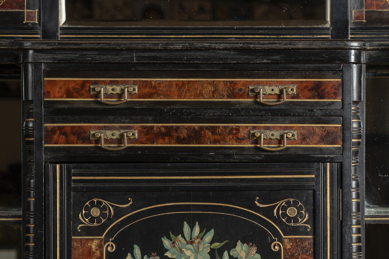 Stunning Victorian Aesthetic Ebonised, Painted And Gilt Side Cabinet photo 3000.0