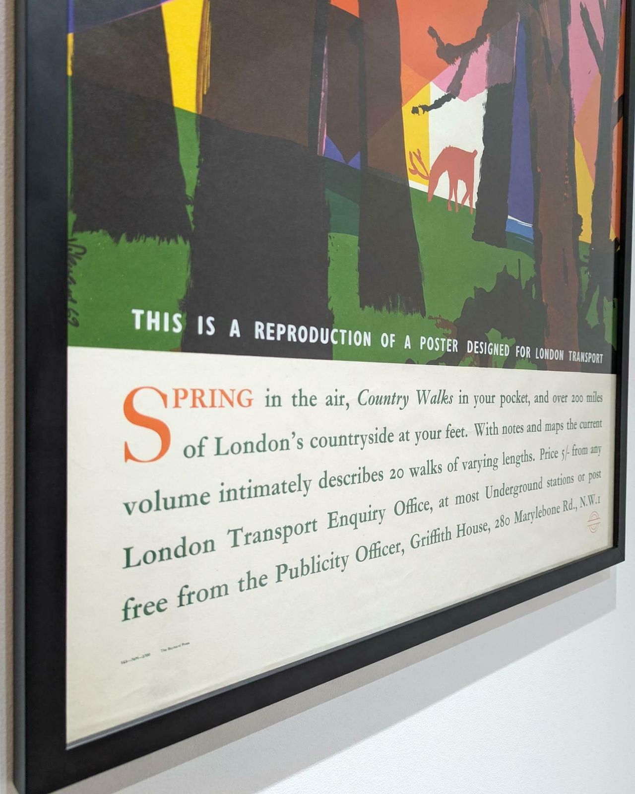 Mid 20th Century Framed London Transport Poster "Spring In The Air" By Harry Stevens photo furniture