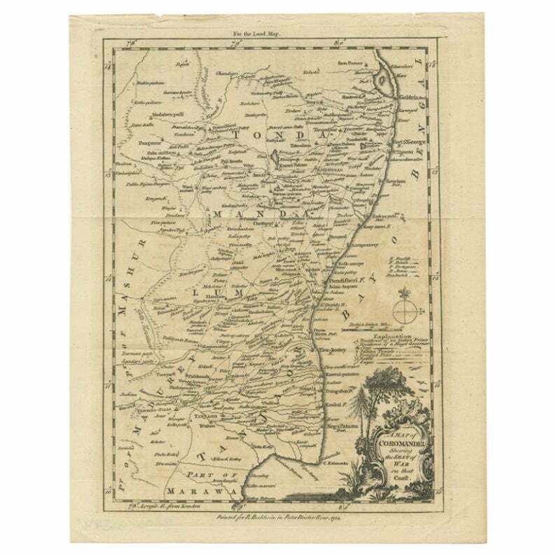 Antique Map Of The Coromandel Peninsula, 1754