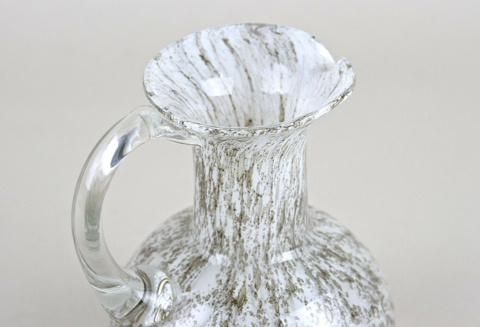 Mid Century Murano Glass Vase/ Glass Jug With Bubbles, Italy Circa 1960 photo 365.0