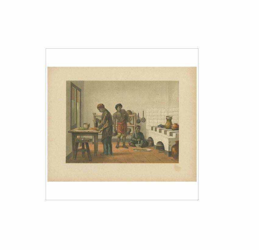 Antique Print Of A Kitchen In Batavia By M.T.H. Perelaer, 1888 photo Art