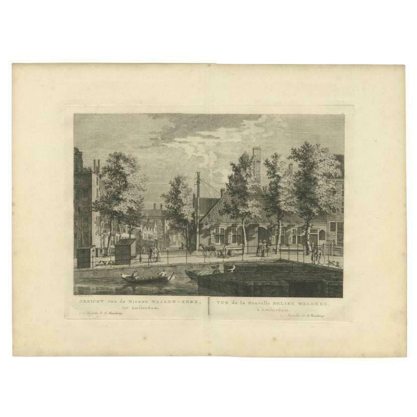 Antique Print Of The 'Nieuwe Walenkerk' In Amsterdam By Maaskamp, 1805