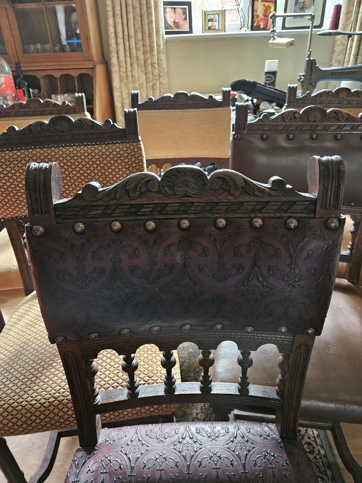 Henry 11 French Oak Dining Chairs Circa 1890's photo vintage