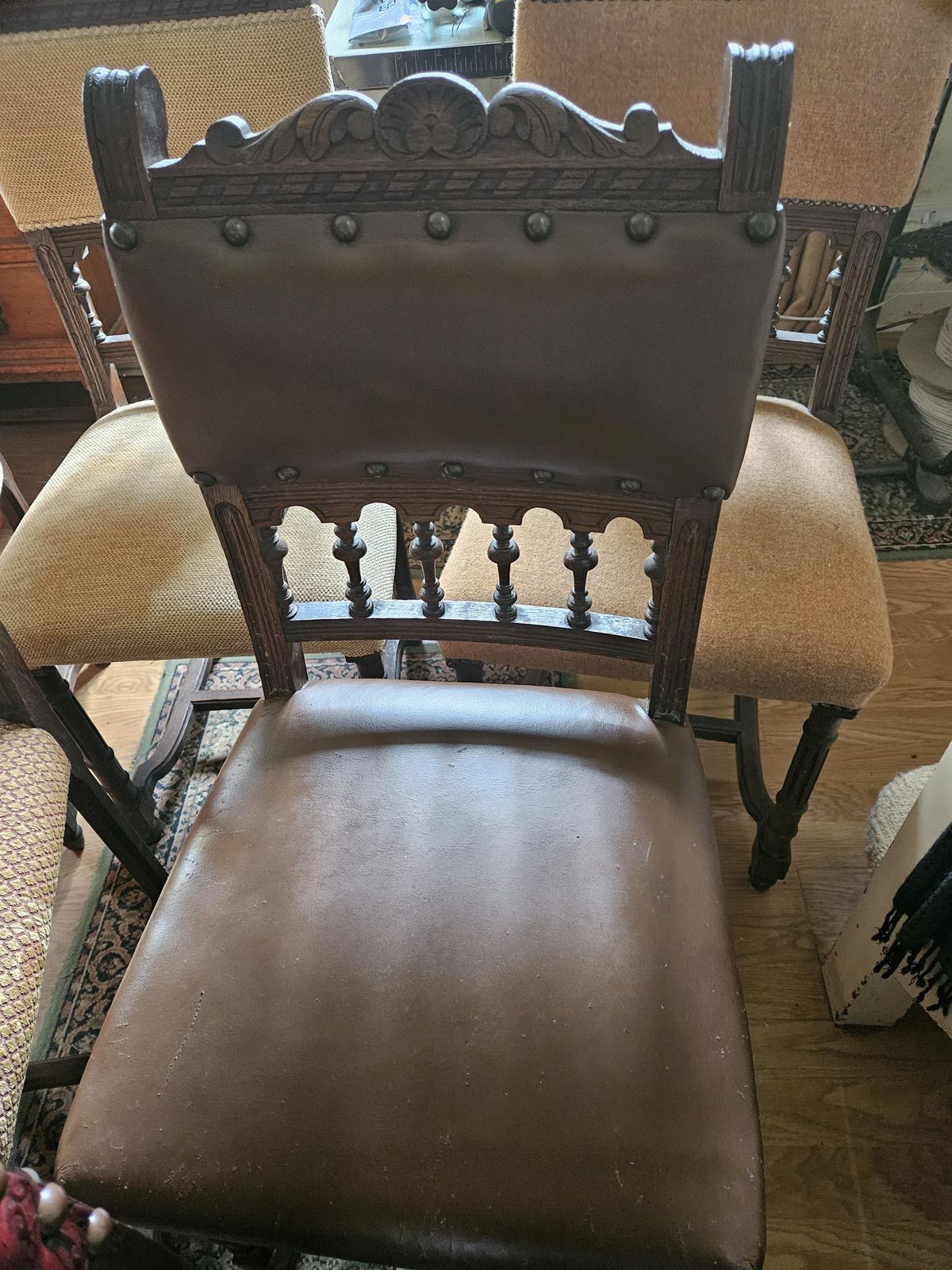 photo for sale Henry 11 French Oak Dining Chairs Circa 1890's