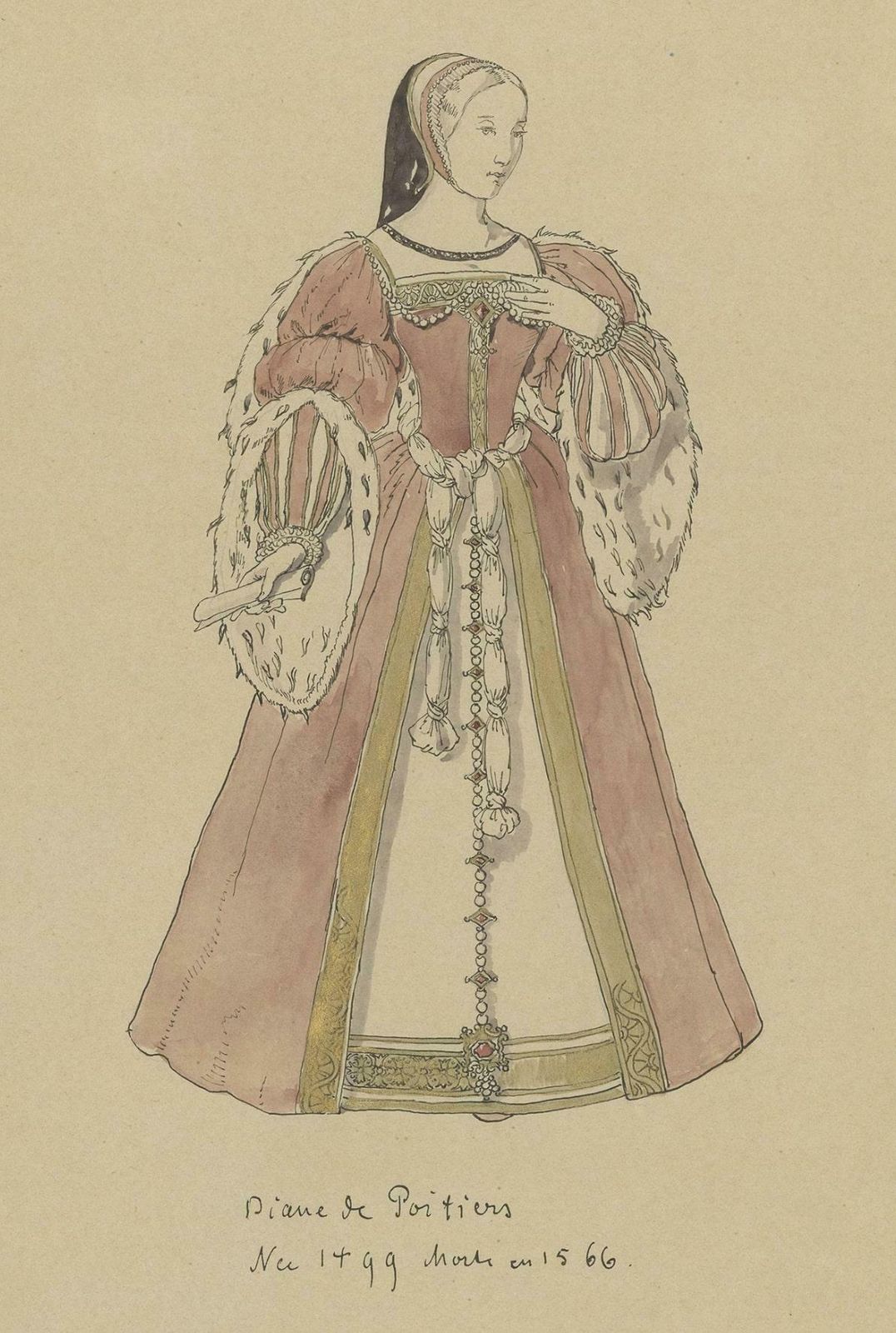 Antique Print Of Diane De Poitiers, Favorite Of Henri The Second, France, C.1860 photo for sale