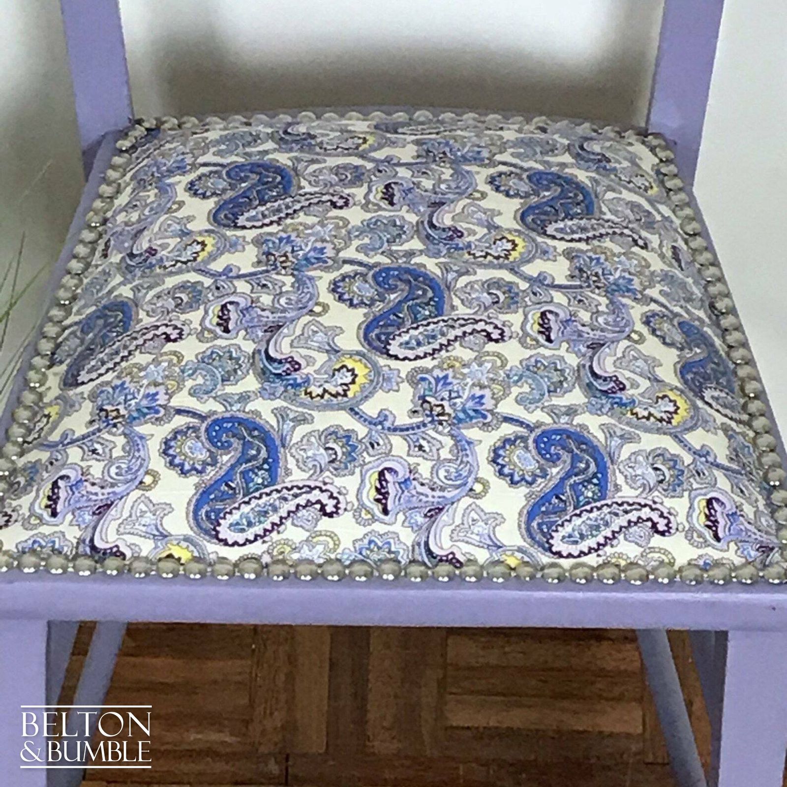 Petite Pale Purple And Paisley Bedroom Chair photo for sale