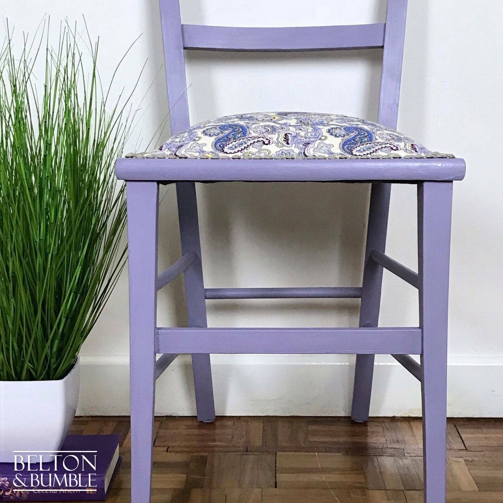 Petite Pale Purple And Paisley Bedroom Chair photo vinterior