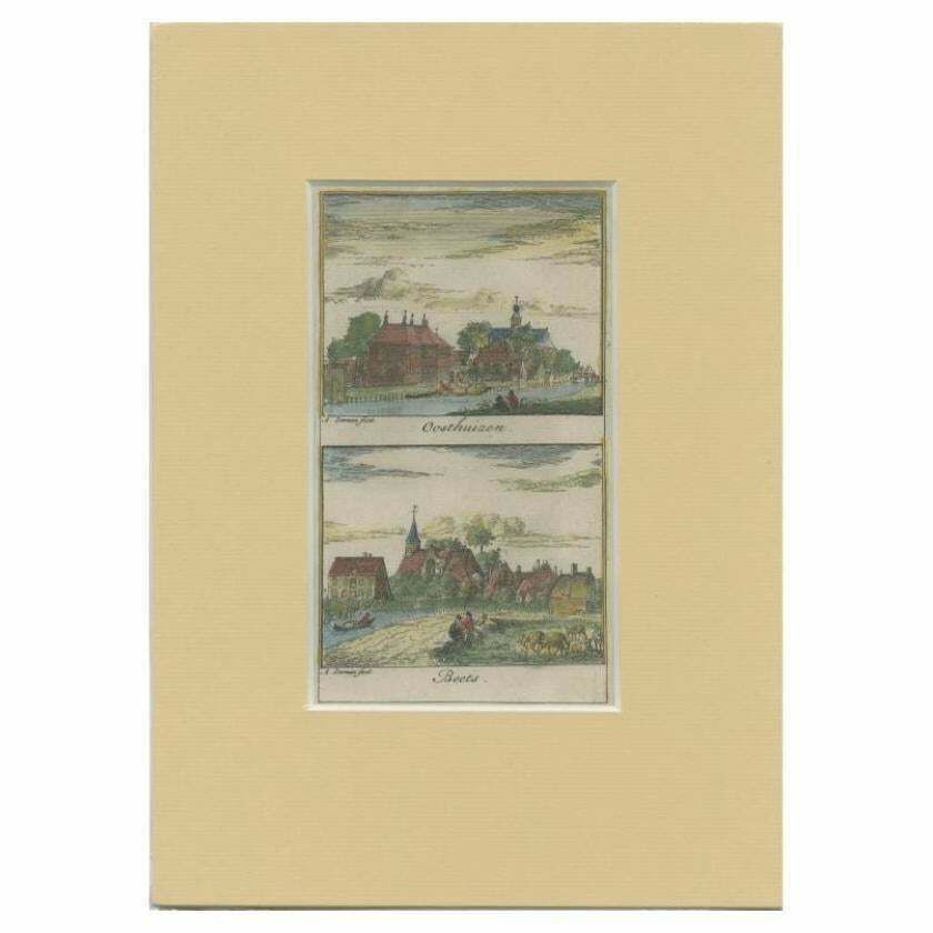 Antique Print Of The Villages Of Oosthuizen And Beets, The Netherlands, 1732