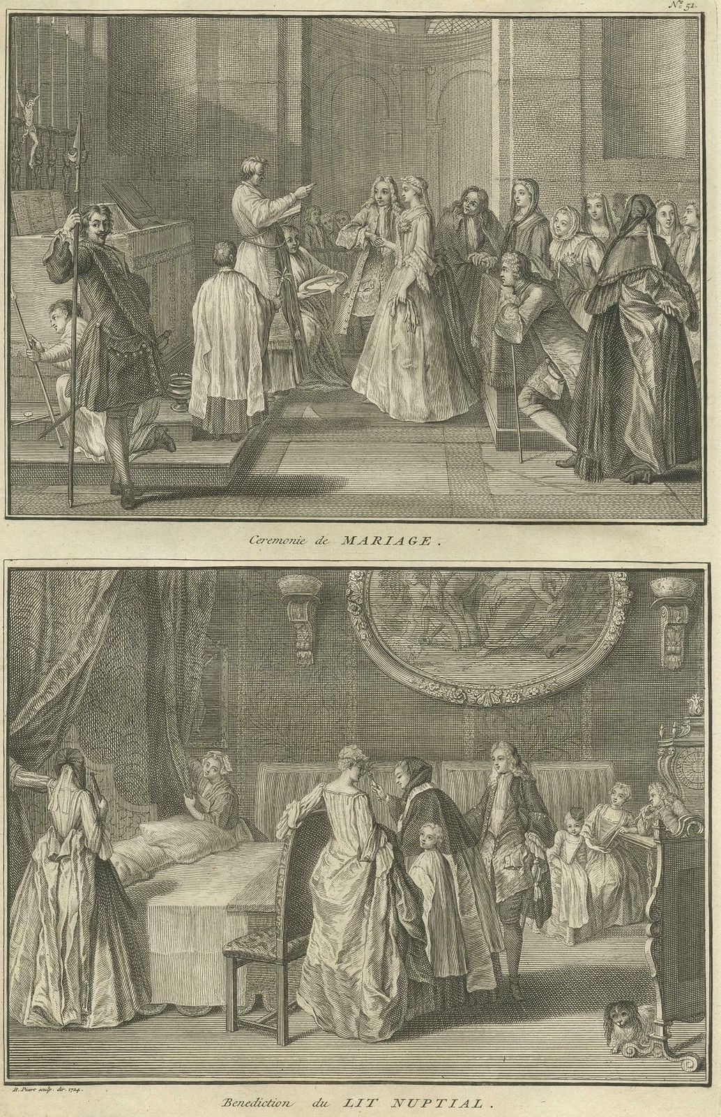 Antique Print Of Catholic Ceremonies ‘Marriage & Nuptiual Benediction’ By Picart photo furniture