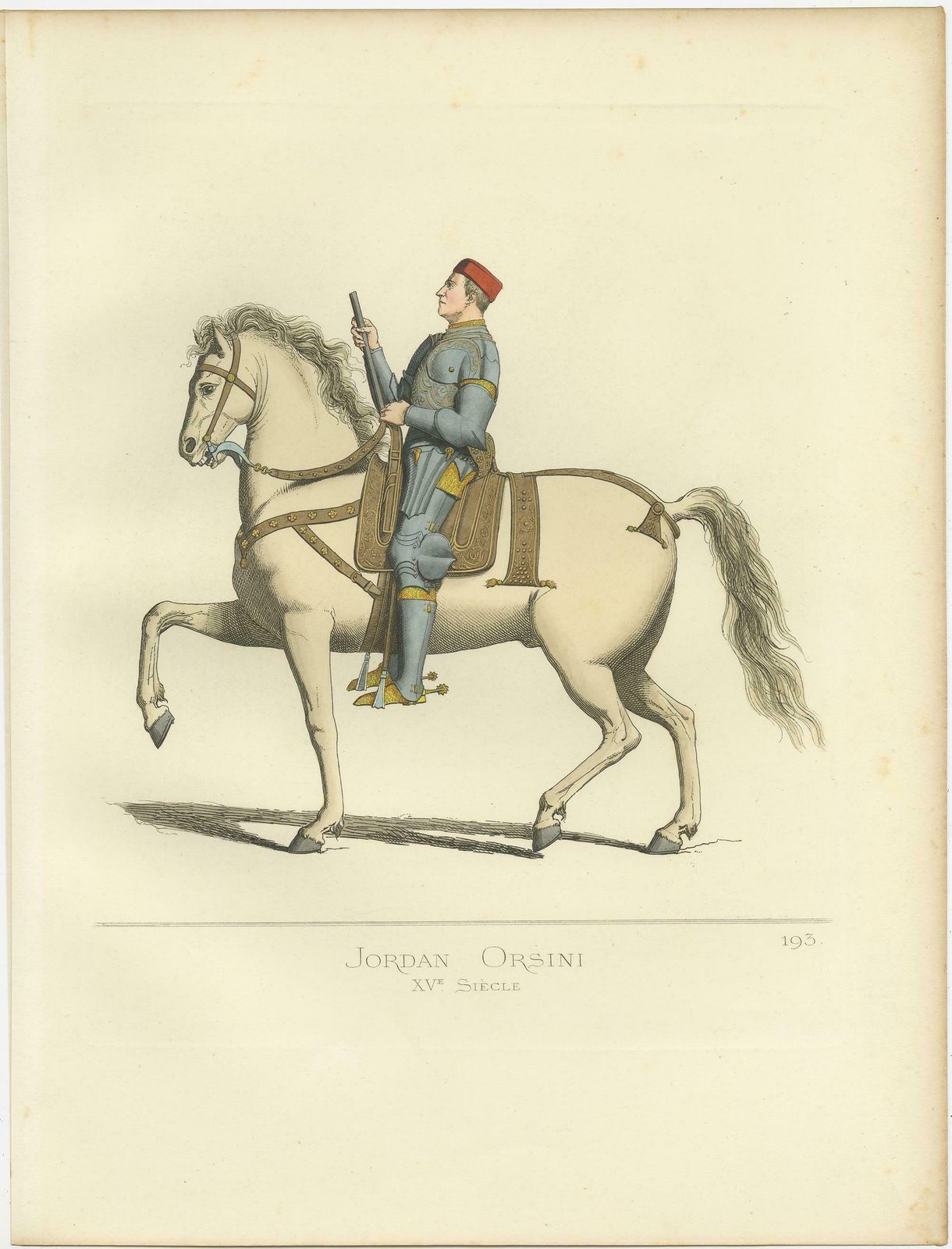 Antique Print Of Giordano Orsini, Italian Captain, By Bonnard, 1860 photo Art