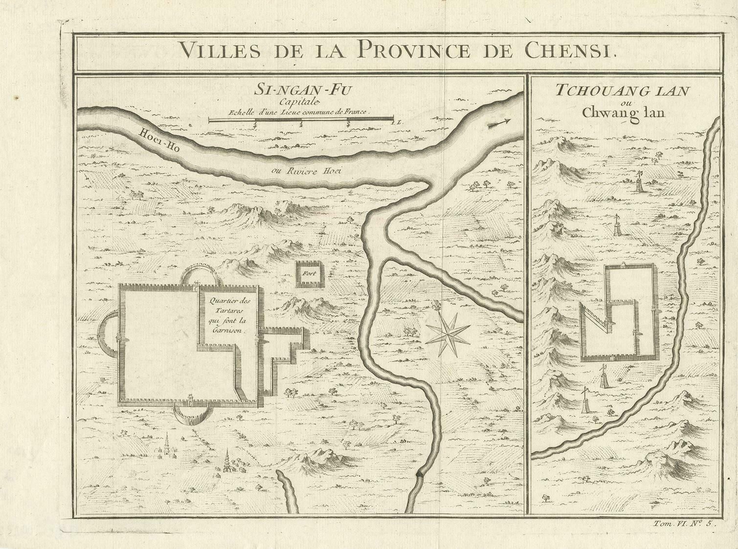 Antique Map Of Si Ngan Fu And Tchang Lan 'China' By Bellin '1748' photo furniture