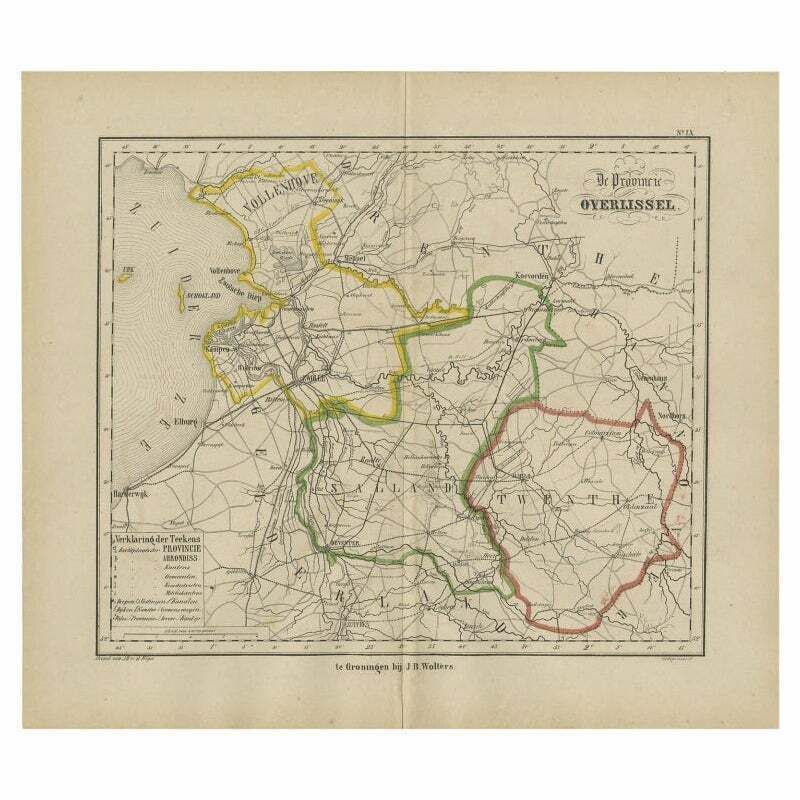 Antique Map Of Overijssel By Brugsma, 1864
