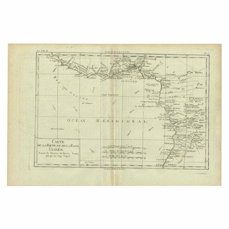 Antique Map Of The Coast Of Guinea, Africa, C.1780