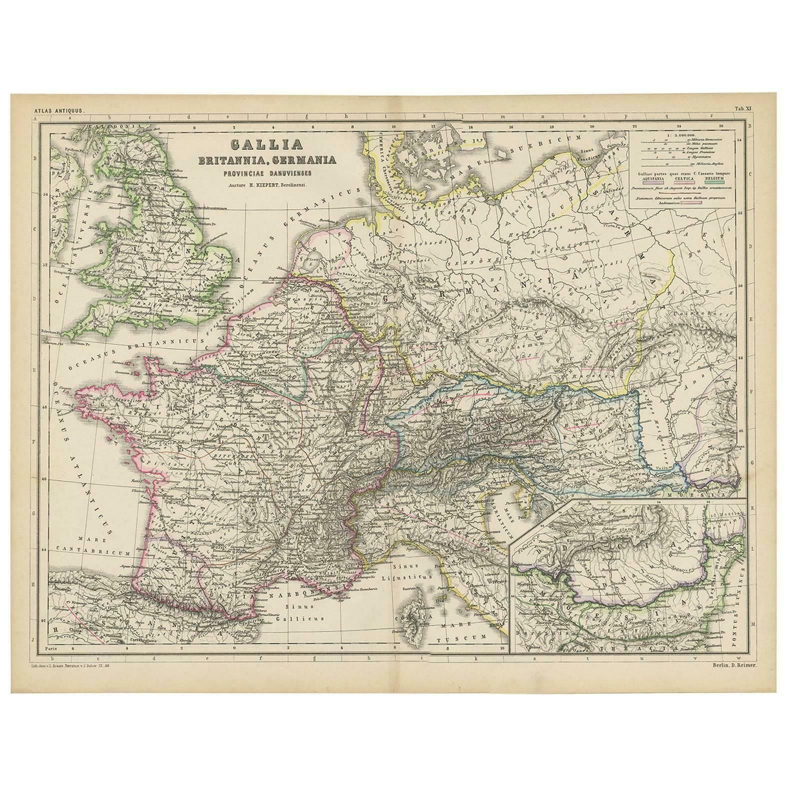 Antique Map Of Western Europe By H. Kiepert, Circa 1870