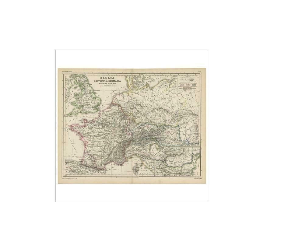 Antique Map Of Western Europe By H. Kiepert, Circa 1870 photo furniture