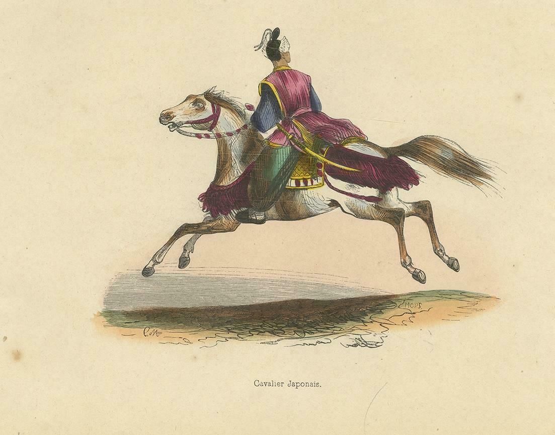 Antique Print Of A Japanese Cavalry By Wahlen '1843' photo for sale
