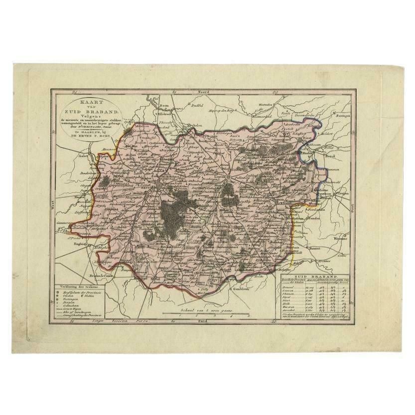 Antique Map Of The Province Of Brabant In Belgium By Veelwaard, C.1840