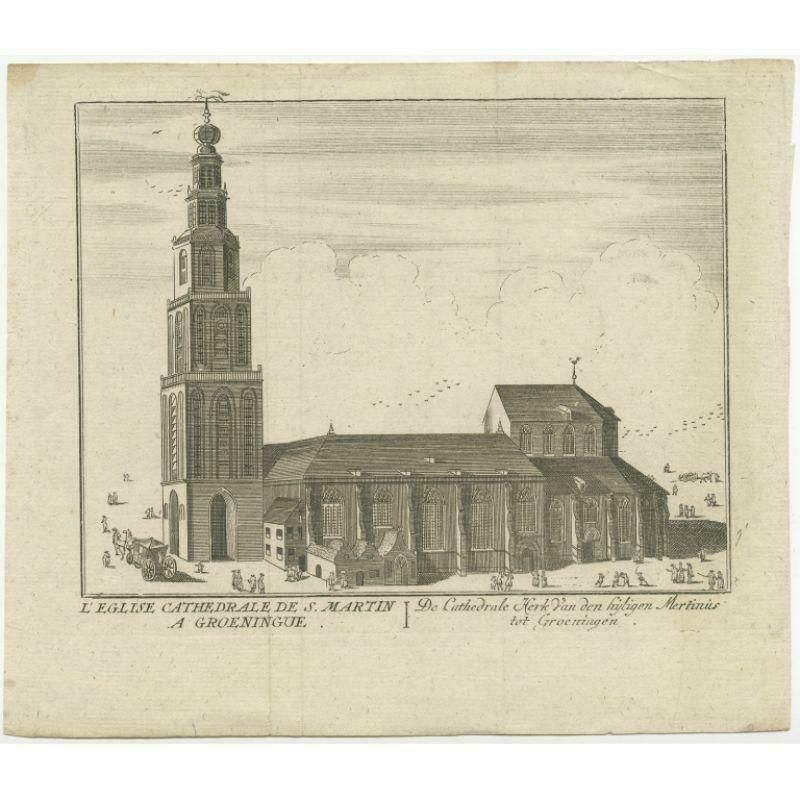 Antique Print Of The 'Martinikerk' In Groningen Made After Harrewijn, C.1750