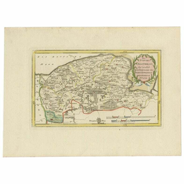Antique Map Of The Region Of Leeuwarden And Dokkum In The Netherlands, 1791