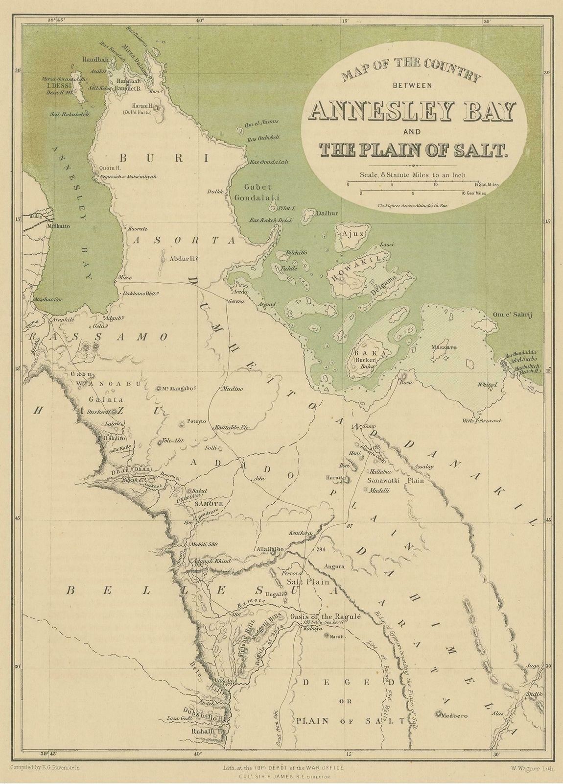 Antique Map Of The Region Near The Gulf Of Zula, 1870 photo Art