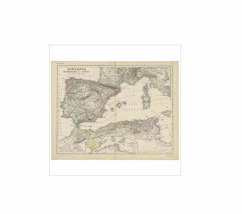 Antique Map Of Spain, Mauritia And Africa By H. Kiepert, Circa 1870 photo furniture