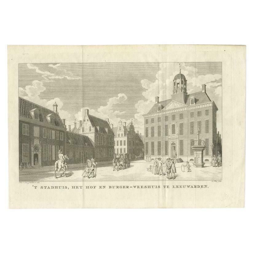 Antique Print Of The City Hall Of Leeuwarden In The Netherlands, 1786