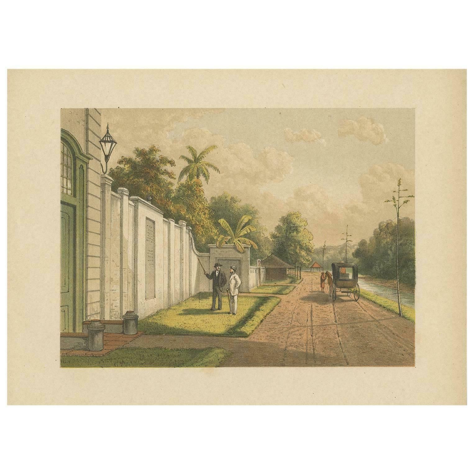 Antique Print Of Chinese Graves In Batavia By M.T.H. Perelaer, 1888