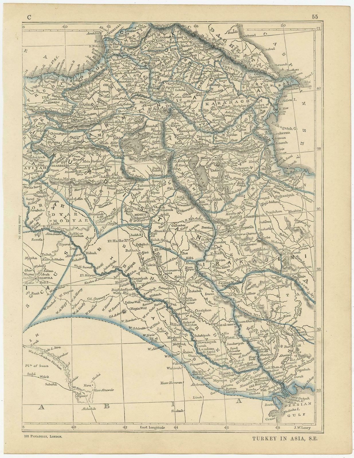 Antique Map Of Turkey In Asia By Lowry '1852' photo for sale