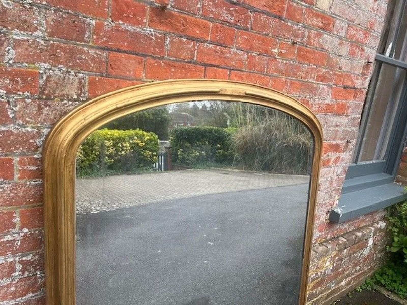 A Fab English 19th C Arched Top Gilt Overmantle Mirror. photo 1250.0