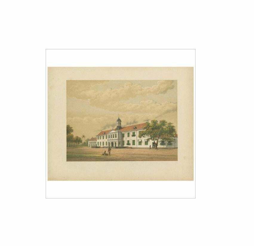 Antique Print Of A Building In Batavia 'Indonesia' By M.T.H. Perelaer, 1888 photo for sale