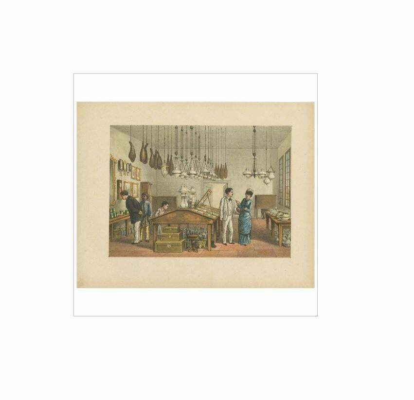 Antique Print Of A Store In Batavia 'Indonesia' By M.T.H. Perelaer, 1888 photo furniture