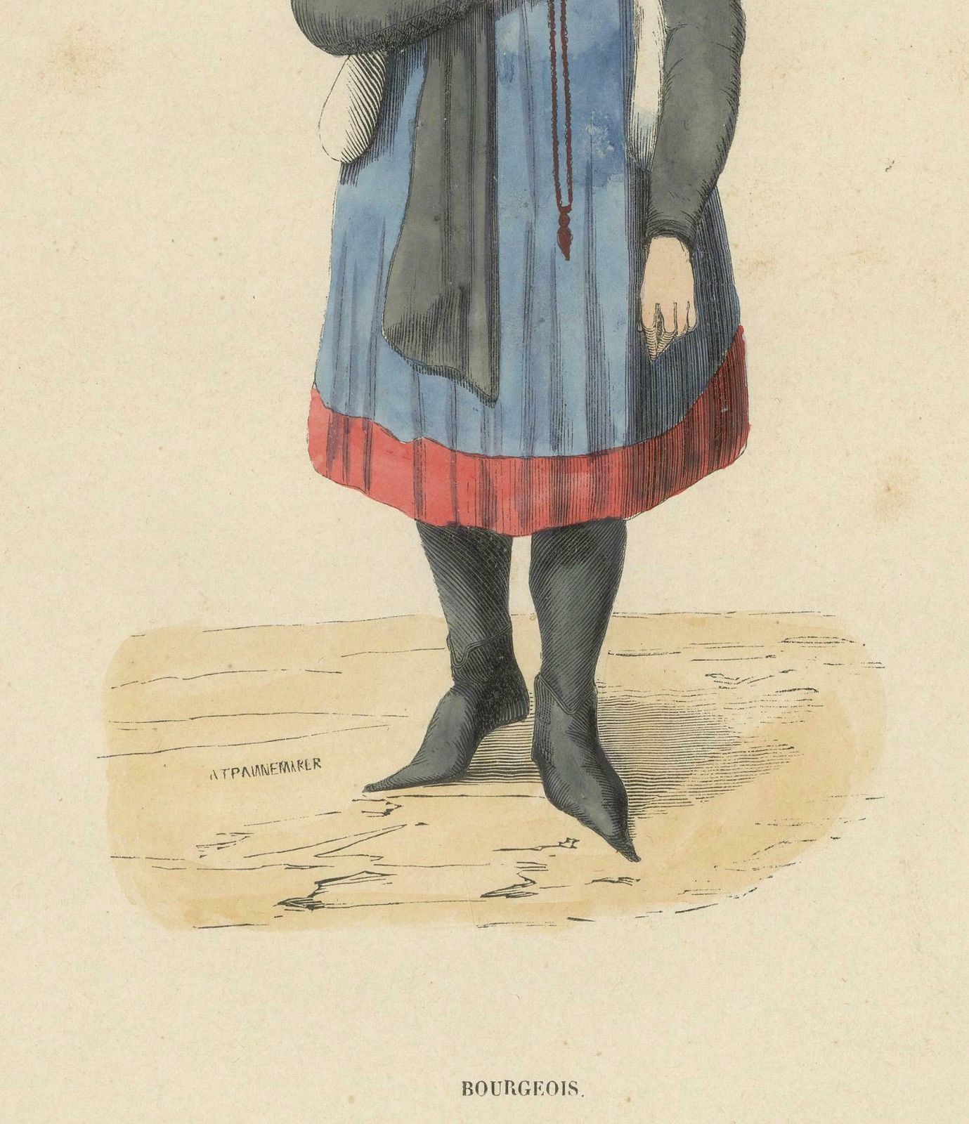 Engraving Of Medieval Bourgeois: A Portrait Of Urban Sophistication, 1847 photo furniture