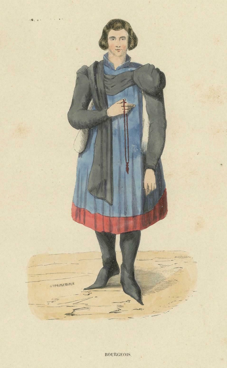 Engraving Of Medieval Bourgeois: A Portrait Of Urban Sophistication, 1847 photo Art