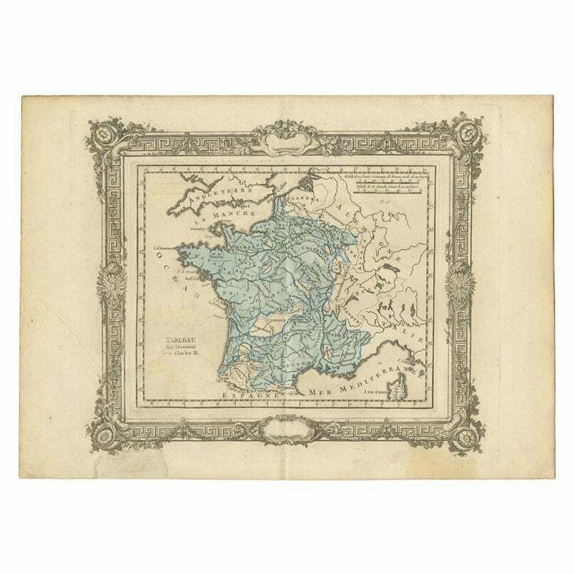 Antique Map Of France Under The Reign Of Charles Ix By Zannoni, 1765