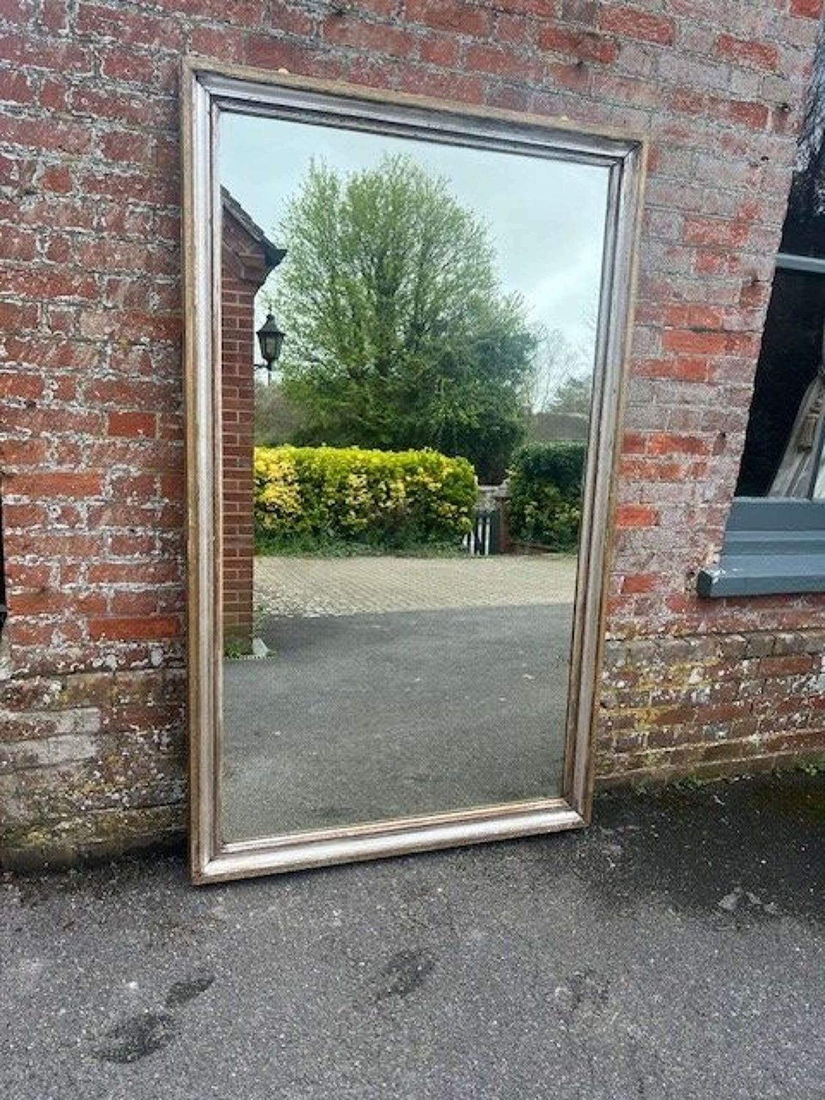 An Exceptional Large Antique French 19th C Original Silver/Gilt Mirror