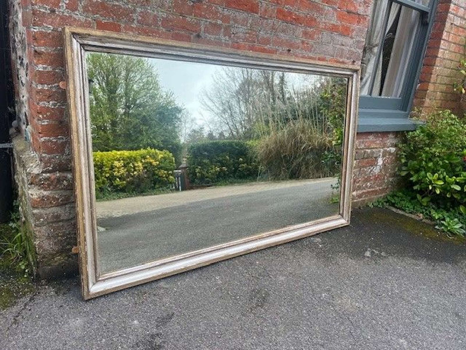 An Exceptional Large Antique French 19th C Original Silver/Gilt Mirror photo buy