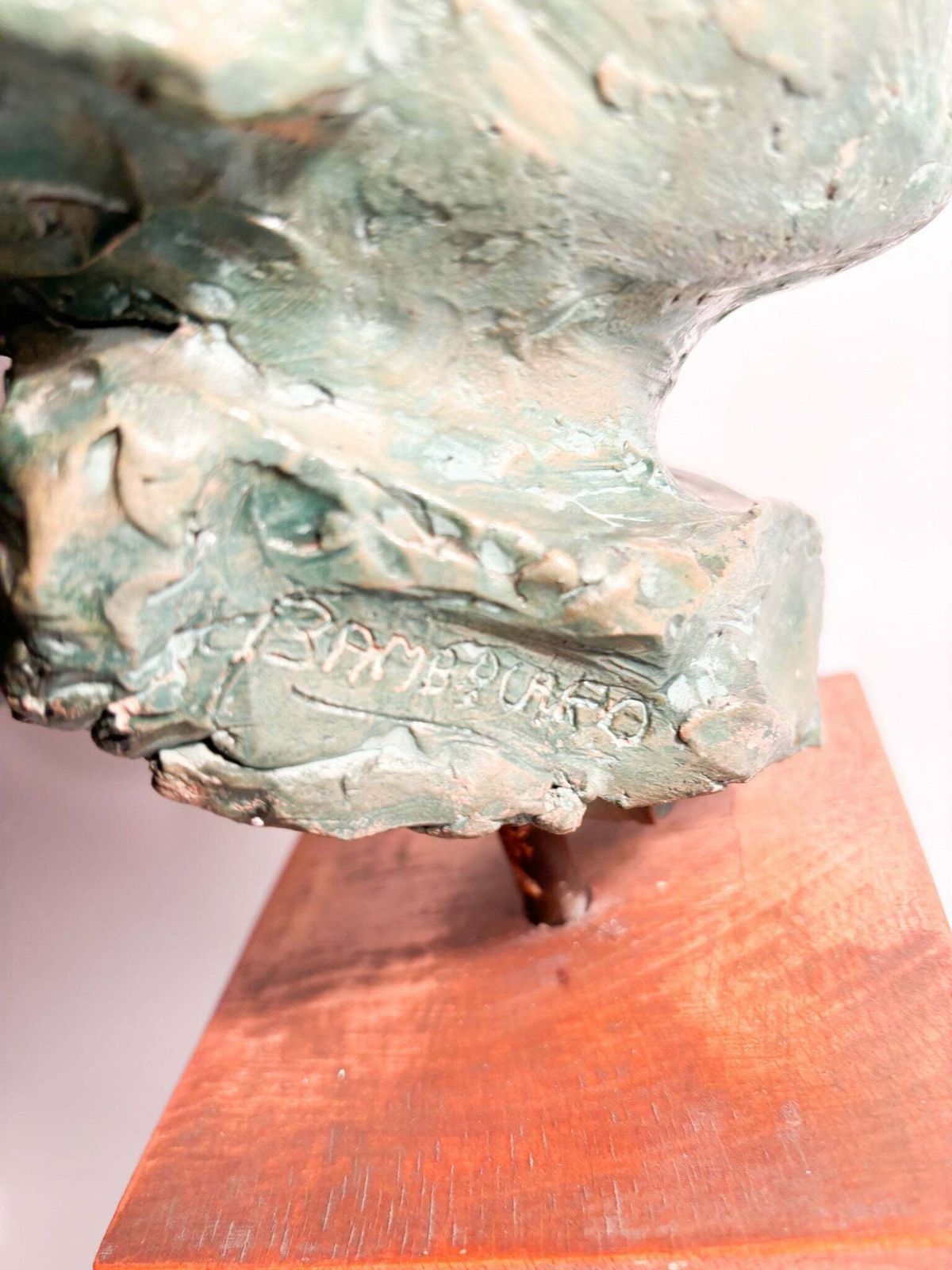 photo for sale Terracotta Sculpture Of A Bust Of A Young Man By Bruno Bambacaro, 1970s