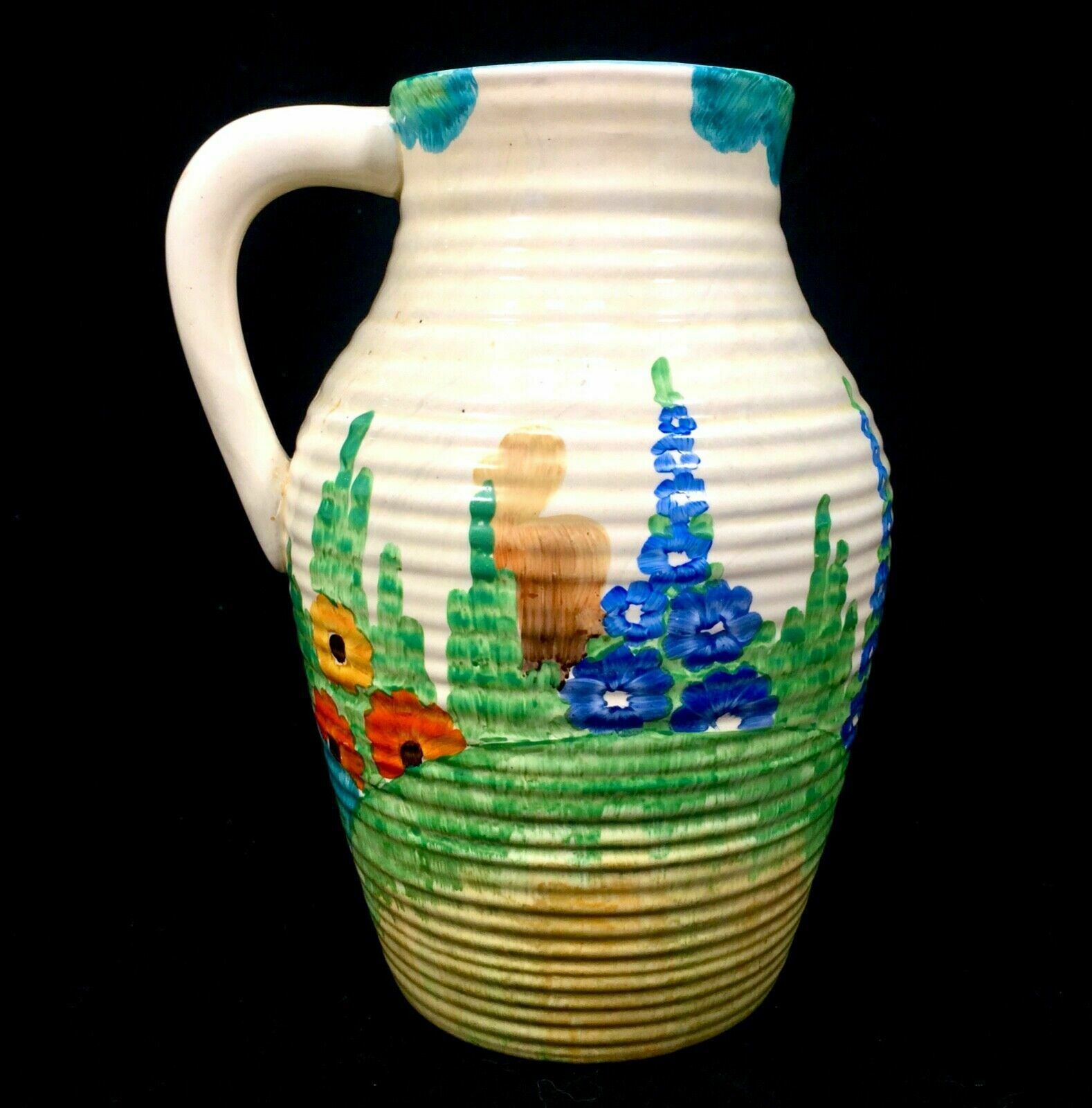 Antique Clarice Cliff   Sandon Lotus Jug Large / C1933 Art Deco Pottery Bizarre photo Home Decor